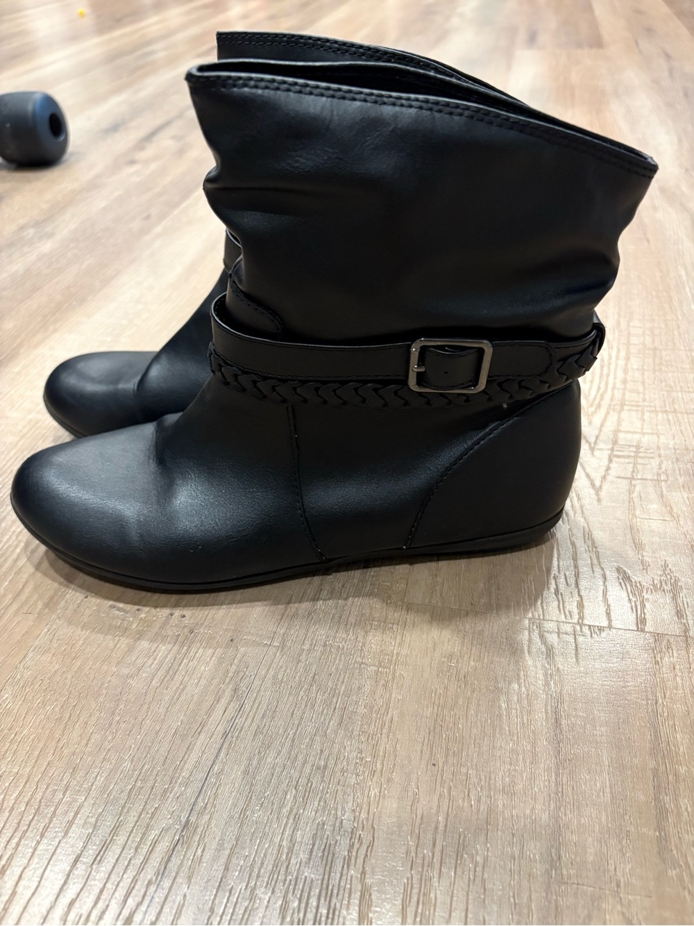 American Eagle Outfitters Black Slouchy Ankle Booties with Buckle